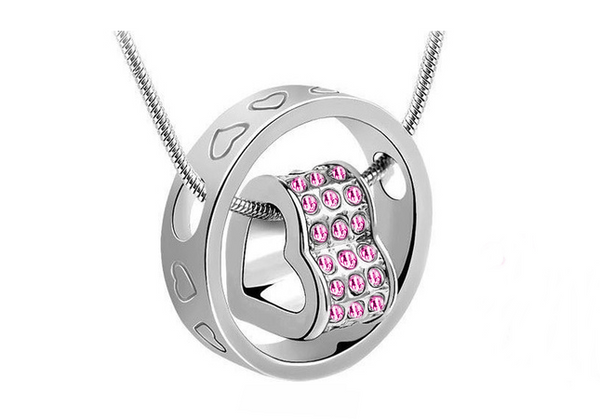 Collana Cerchio e Cuore con Cristalli cubic Zirconia