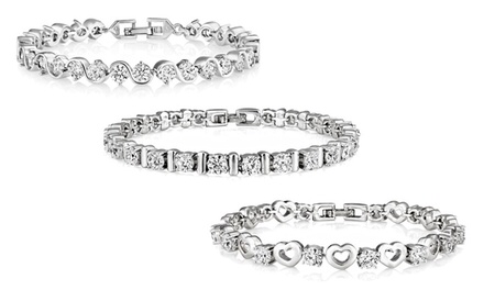 Heart- Solitaire and Ornamental Tennis Bracelet