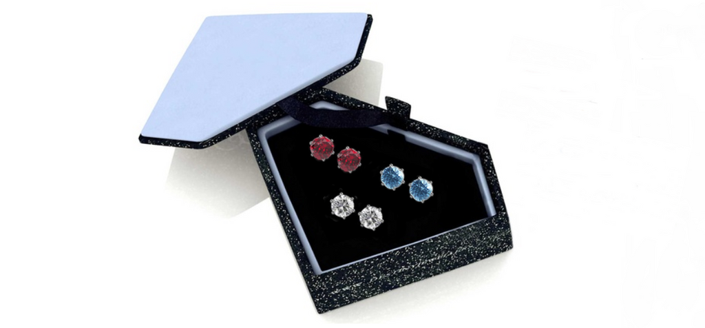 Pack 3 orecchini con scatola Diamante
