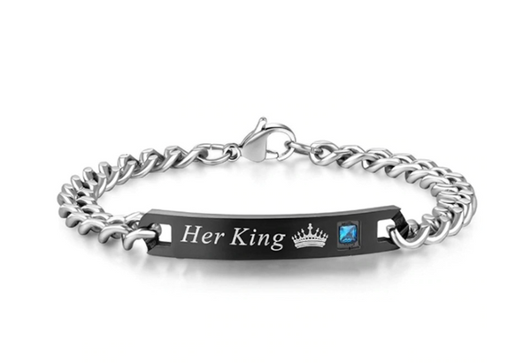 Bracciale catena acciaio His Queen Her King